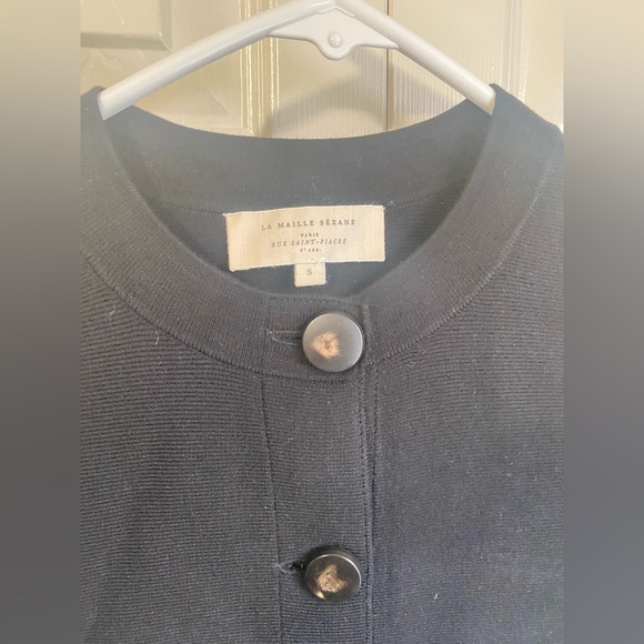 Sezane Ava Black Knit Mini Dress with Button Detail - Picture 7 of 10